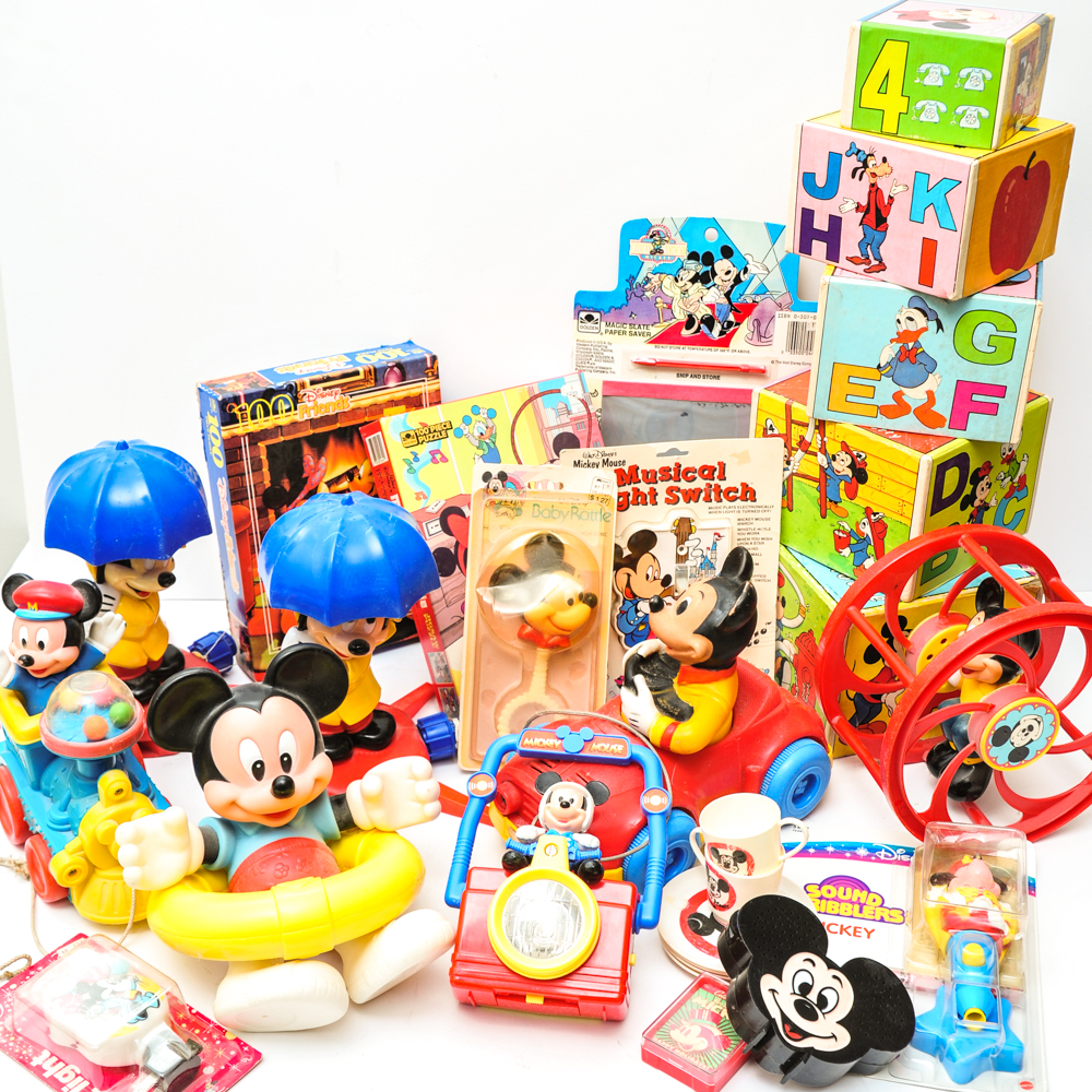 Collection of Vintage Disney and Mickey Mouse Toys