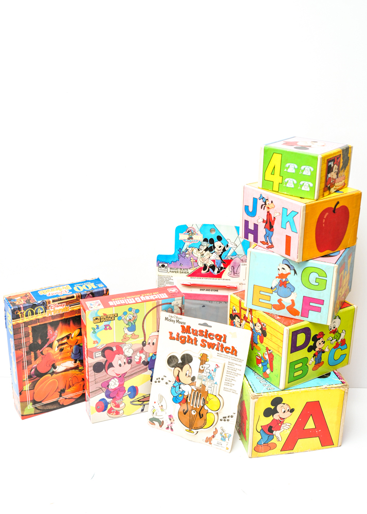 Collection of Vintage Disney and Mickey Mouse Toys