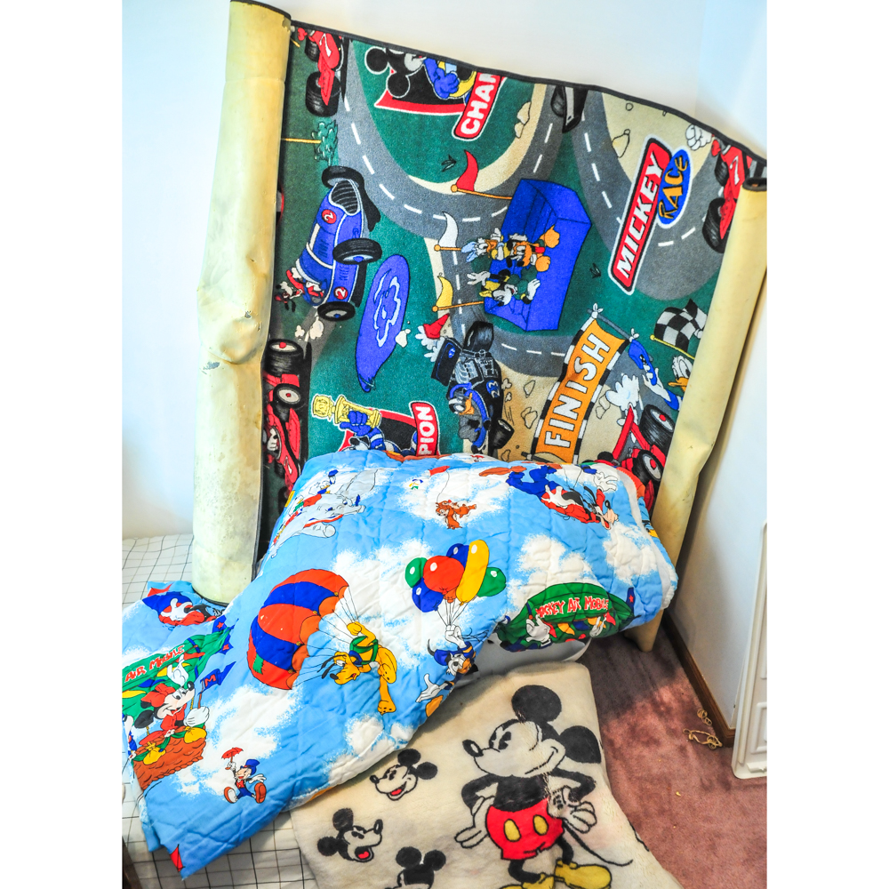 Vintage Mickey Mouse Bedspread and Rugs
