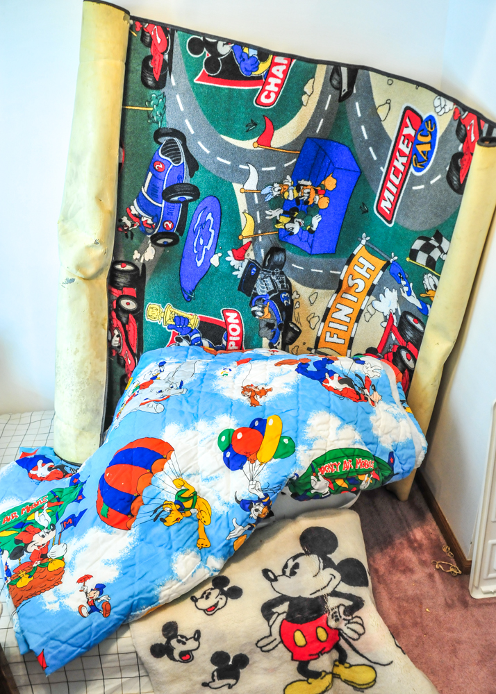 Vintage Mickey Mouse Bedspread and Rugs