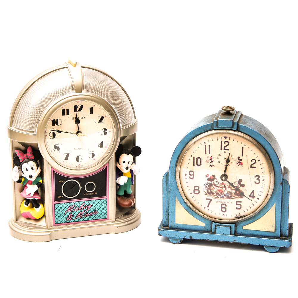 Seiko Jukebox Clock and Vintage Mickey Mouse Clock