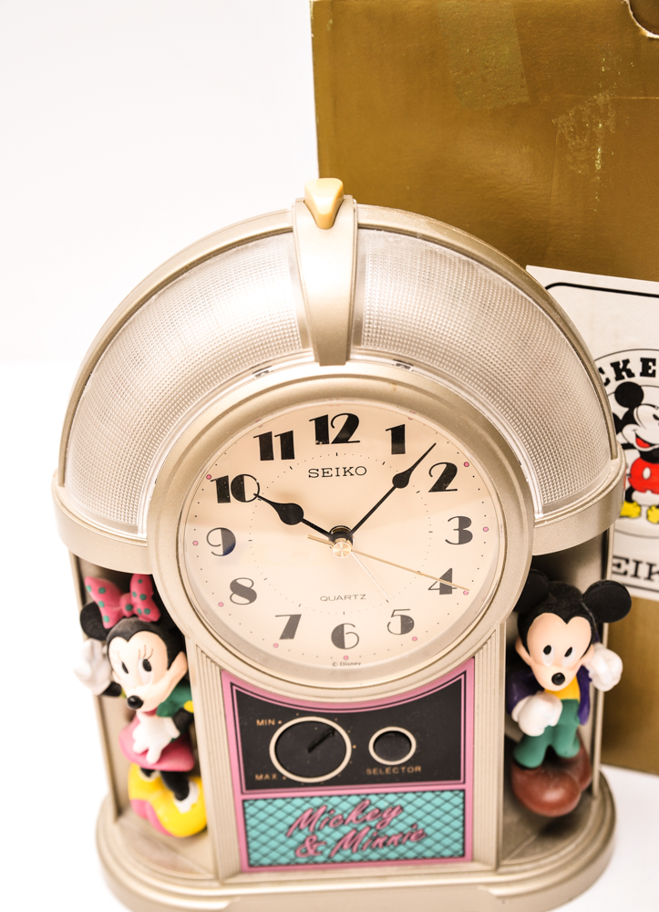 Seiko Jukebox Clock and Vintage Mickey Mouse Clock