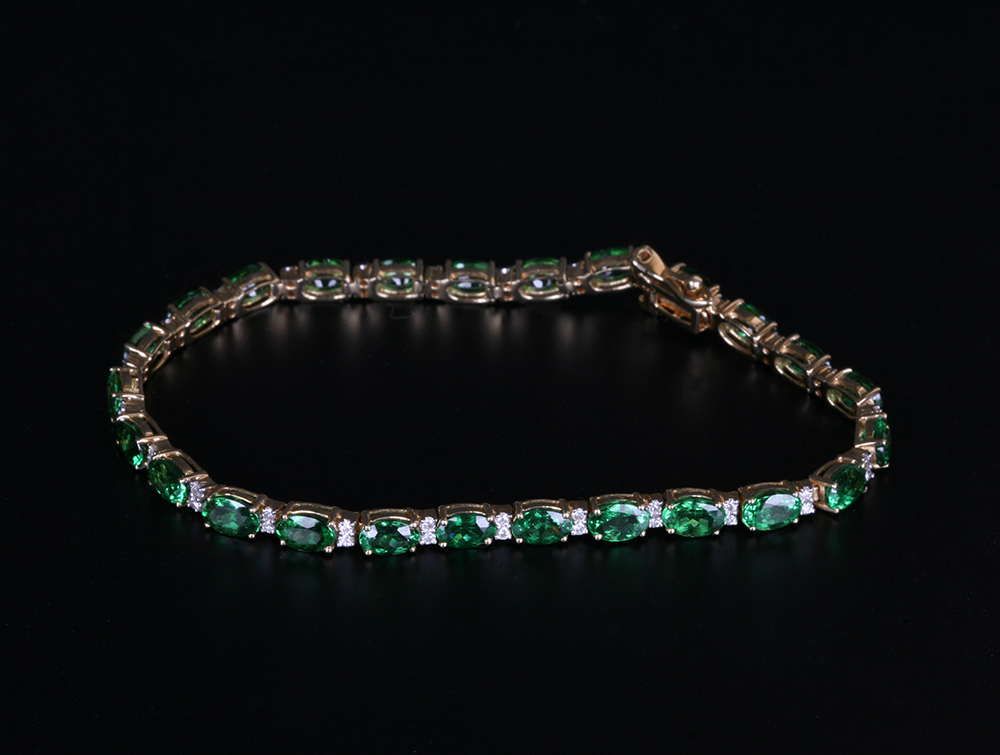 14K Tsavorite Garnet and Diamond Tennis Bracelet