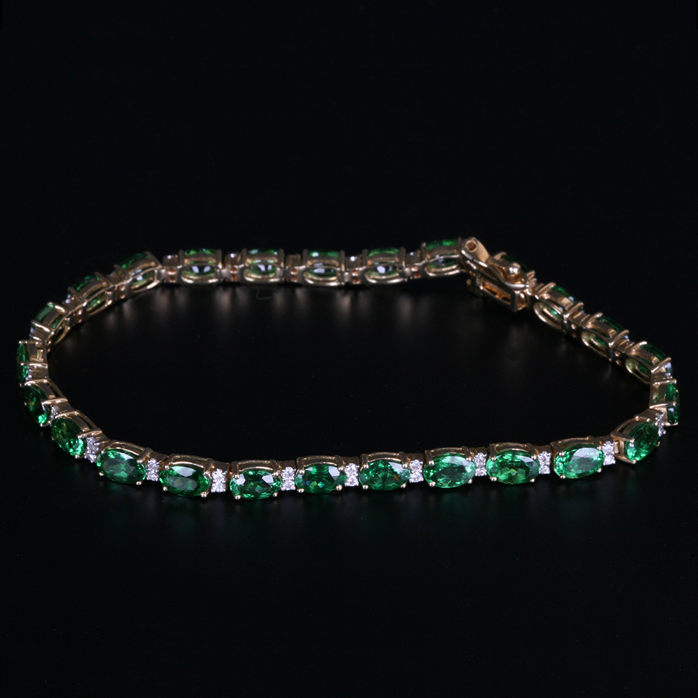 14K Tsavorite Garnet and Diamond Tennis Bracelet