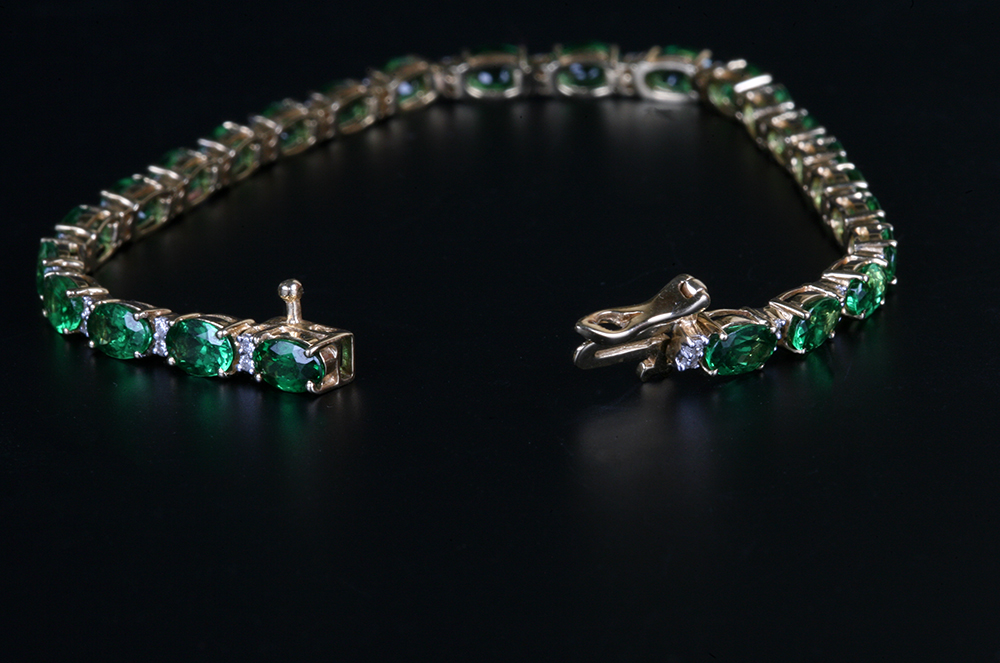 14K Tsavorite Garnet and Diamond Tennis Bracelet