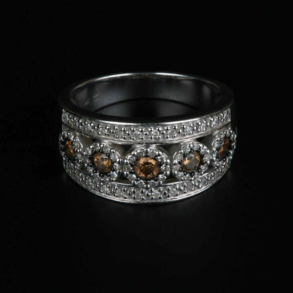 14K White Gold and Chocolate Diamond Ring