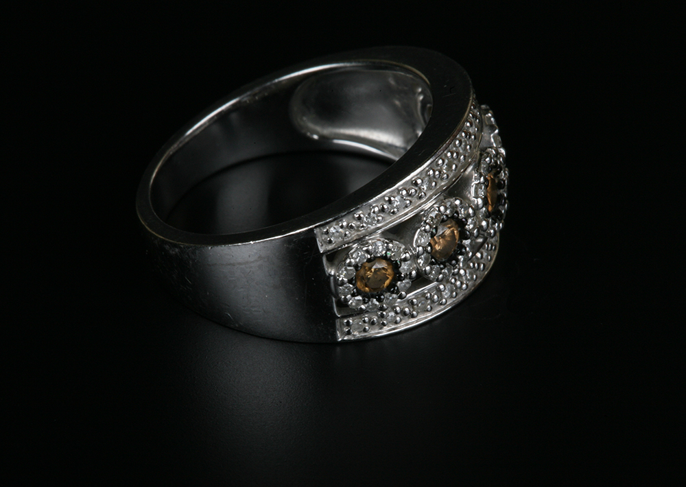14K White Gold and Chocolate Diamond Ring