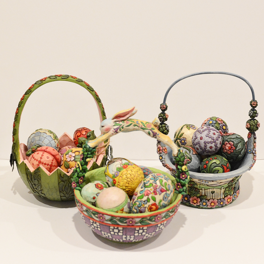 Jim Shore Carved Wooden Easter Baskets