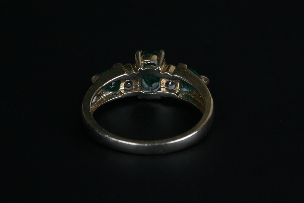 14K Gold, Emerald and Diamond Ring