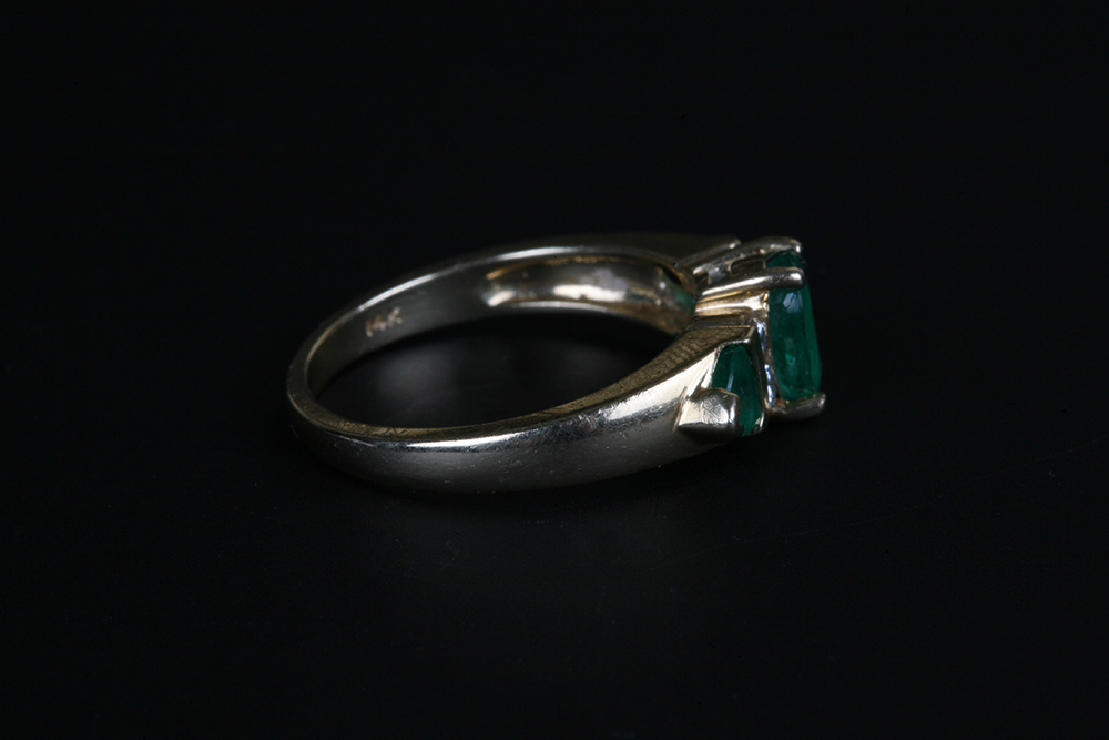 14K Gold, Emerald and Diamond Ring