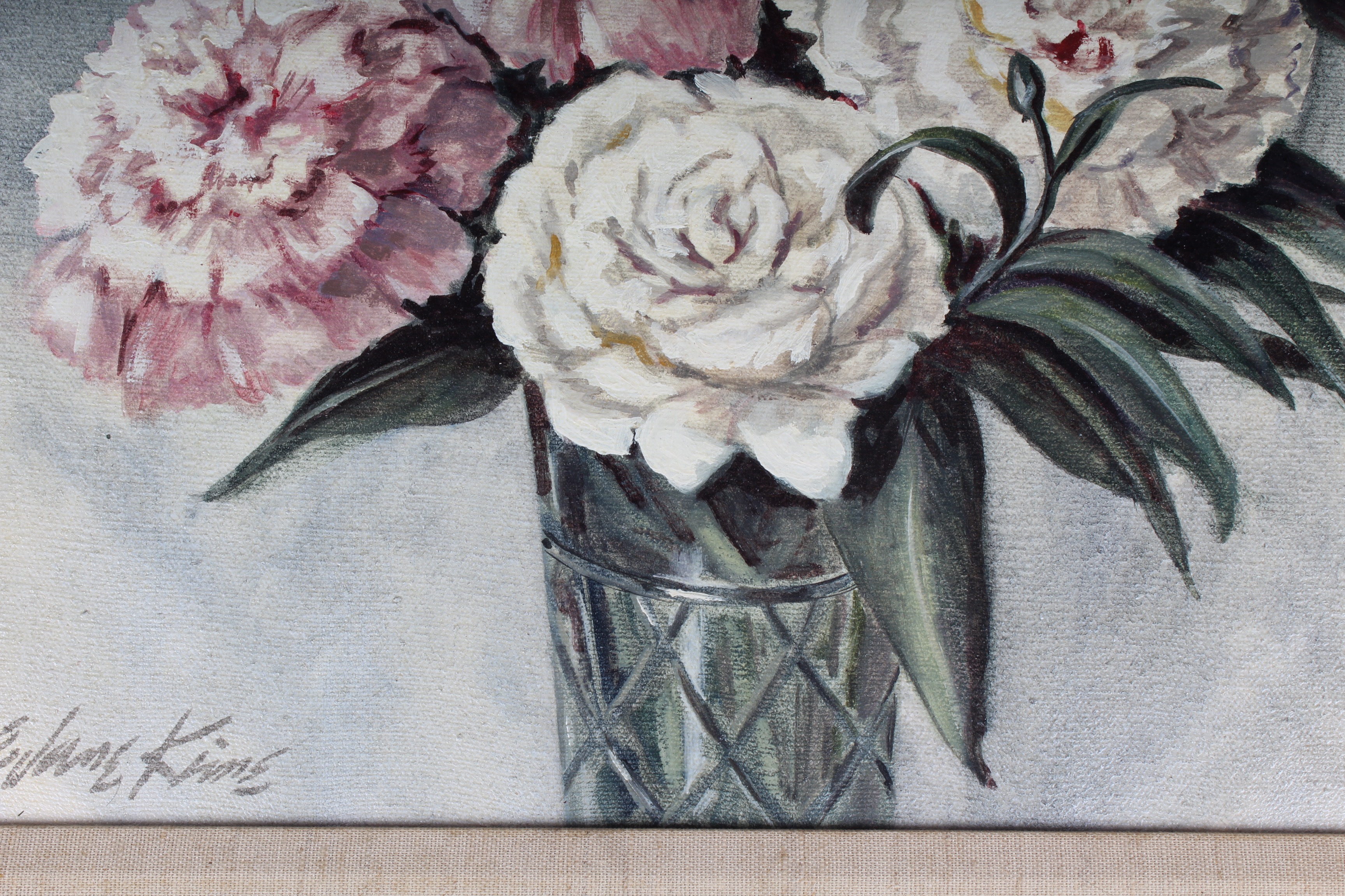 A Duo of Vintage Original Signed Floral Paintings
