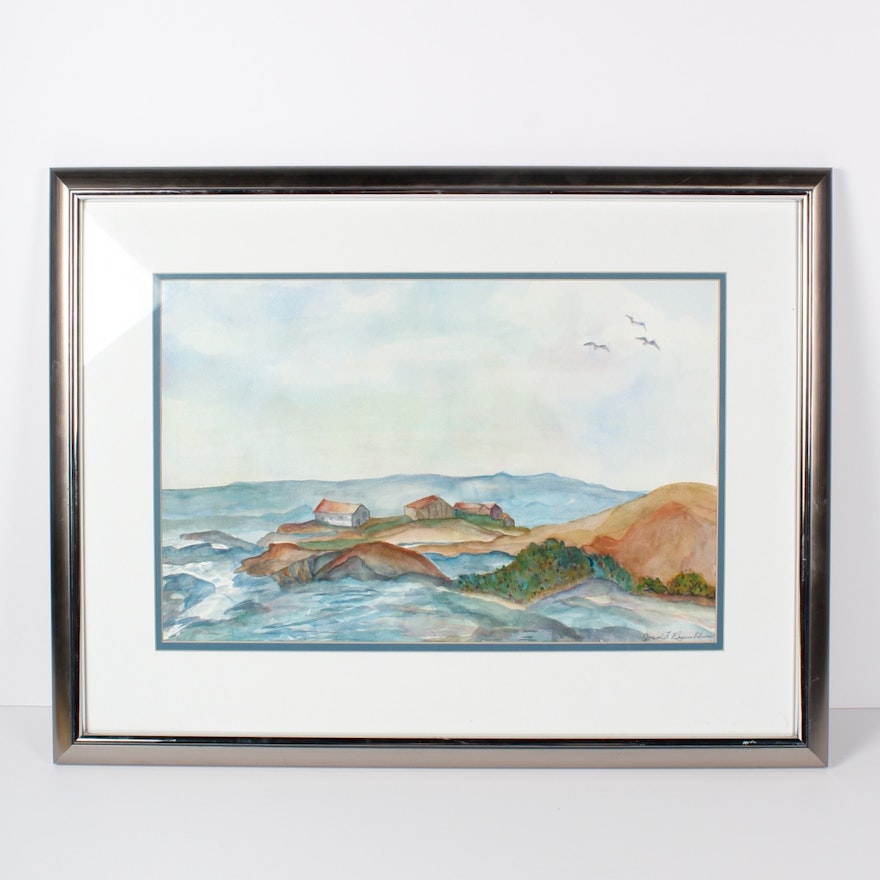 Coastal Landscape Watercolor by Joan T. Rosenblum