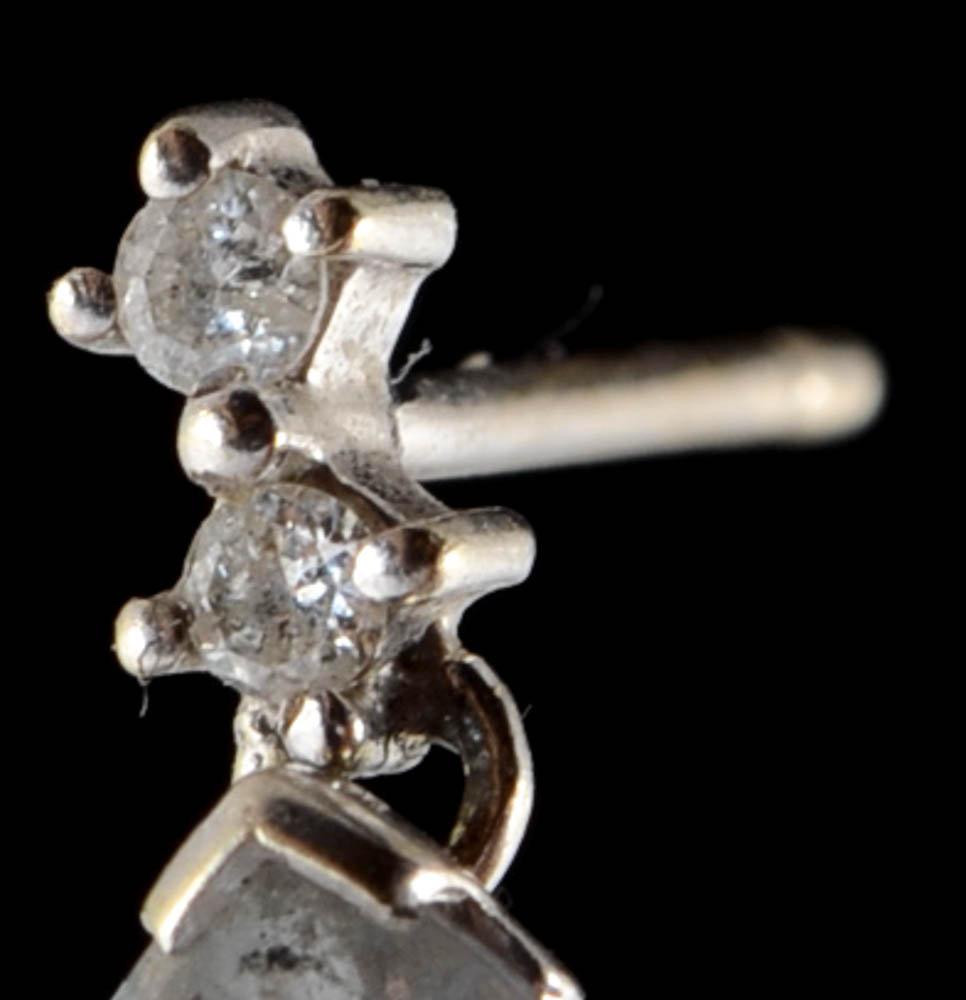 14K White Gold Diamond and Aquamarine Drop Earrings