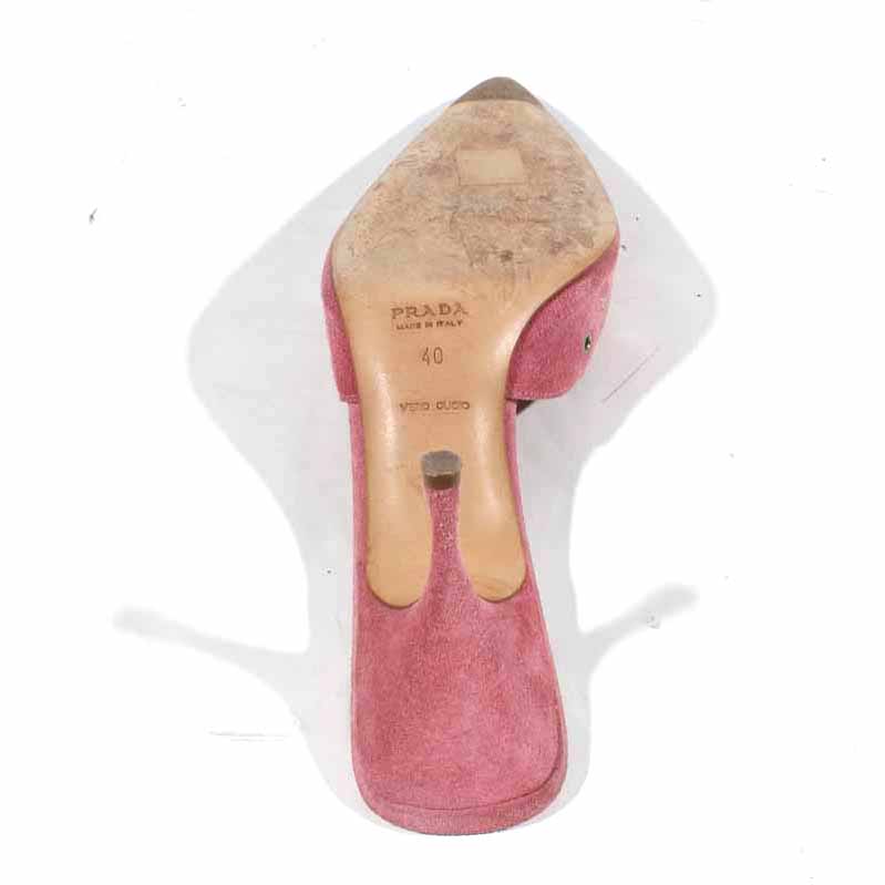 Pink Suede Prada Mules, Size 9