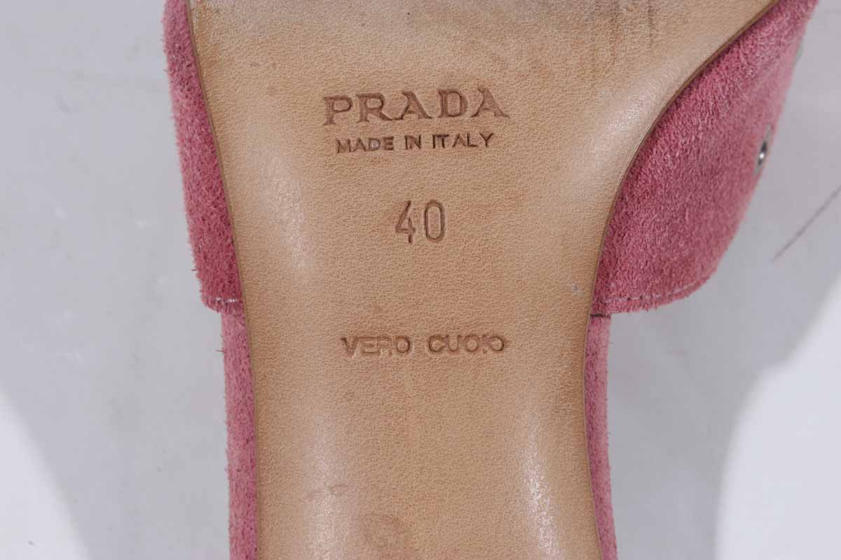 Pink Suede Prada Mules, Size 9