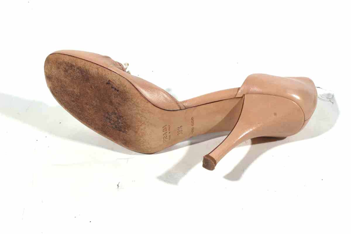Prada Leather Round Toe Pumps, Size 8.5