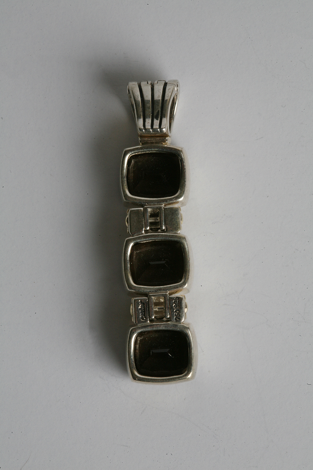 Sterling Silver, 18K Gold and Lagos "Black Caviar" Smokey Topaz Pendant