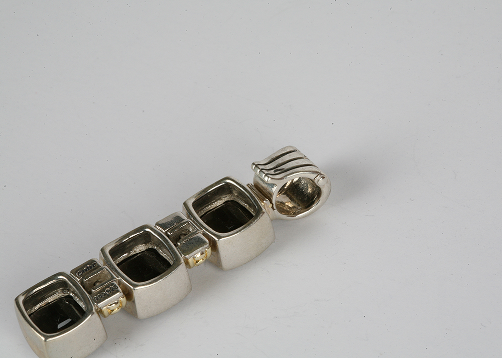 Sterling Silver, 18K Gold and Lagos "Black Caviar" Smokey Topaz Pendant