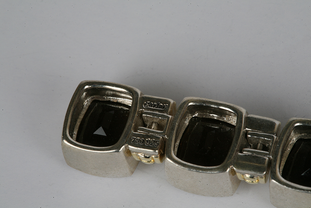 Sterling Silver, 18K Gold and Lagos "Black Caviar" Smokey Topaz Pendant