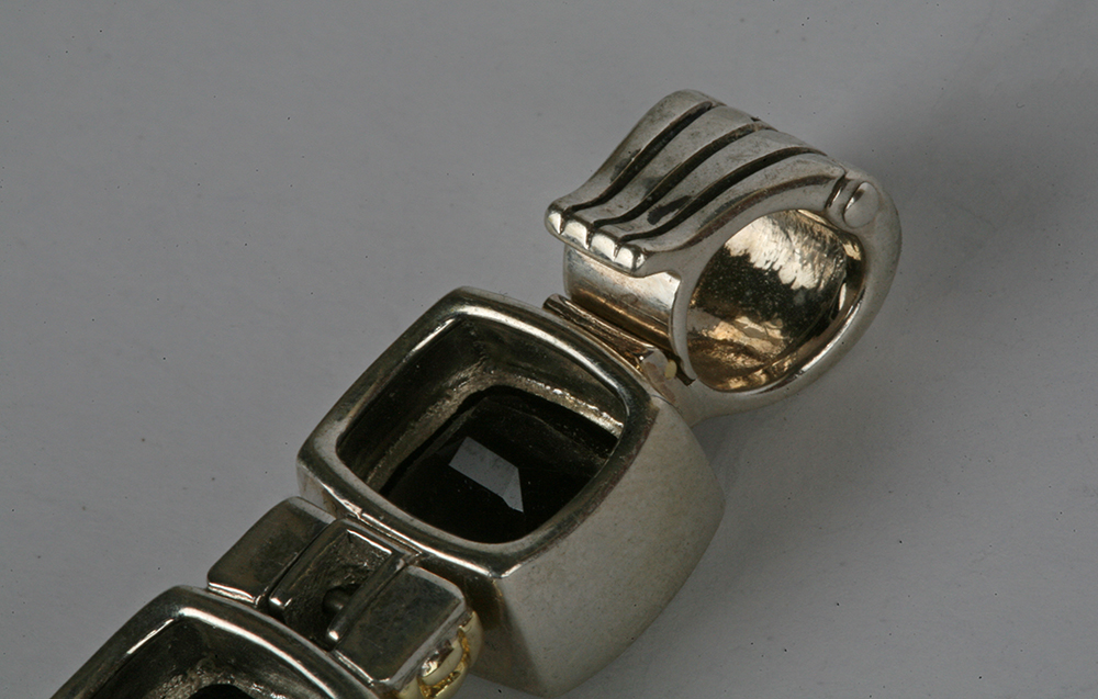 Sterling Silver, 18K Gold and Lagos "Black Caviar" Smokey Topaz Pendant