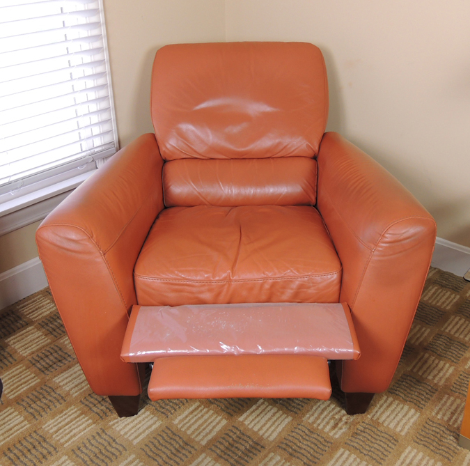 Italsofa Salmon Orange Leather Recliner