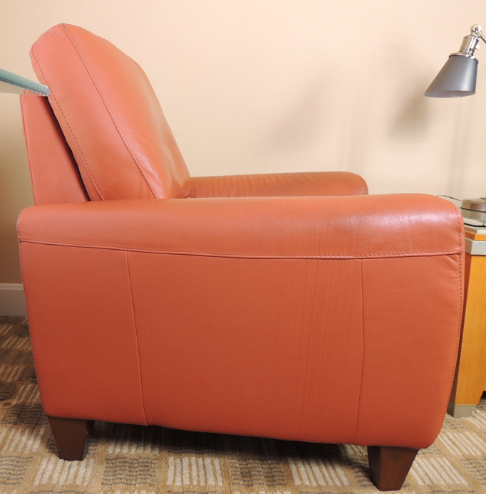 Italsofa Salmon Orange Leather Recliner