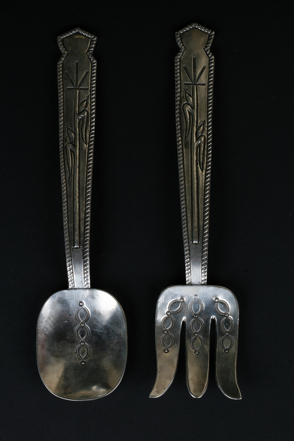 Sterling Silver Ernie Lister Navajo Serving Spoon and Fork
