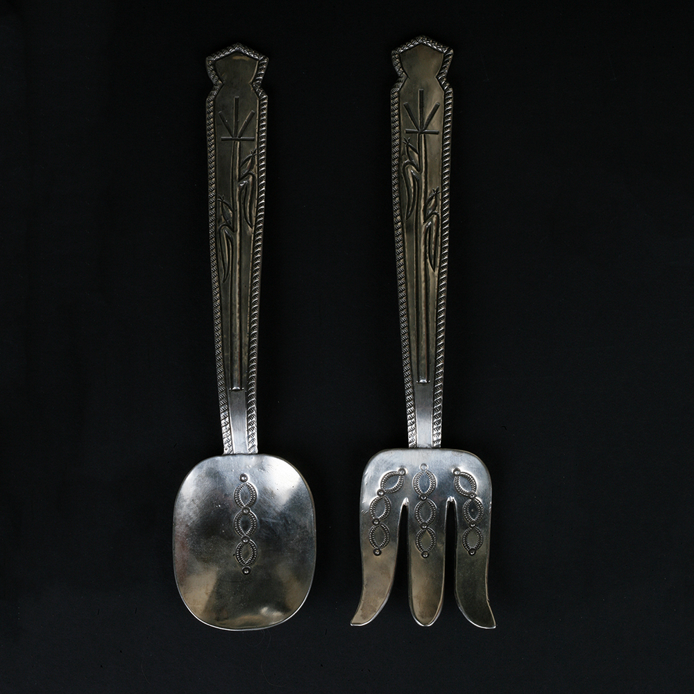 Sterling Silver Ernie Lister Navajo Serving Spoon and Fork