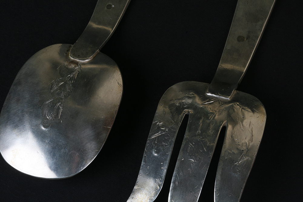 Sterling Silver Ernie Lister Navajo Serving Spoon and Fork