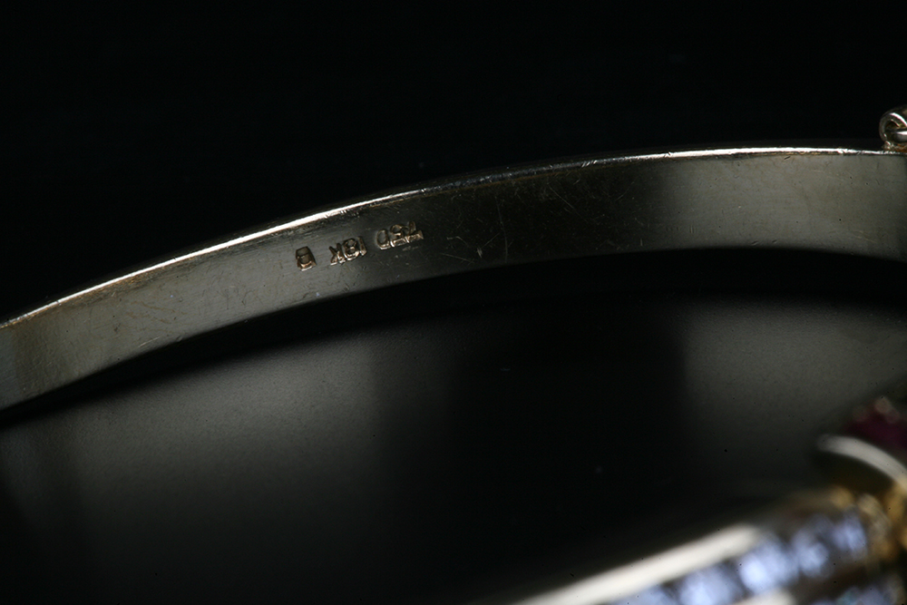 18K Gold Sapphire, Emerald, Ruby and Diamond Bracelet