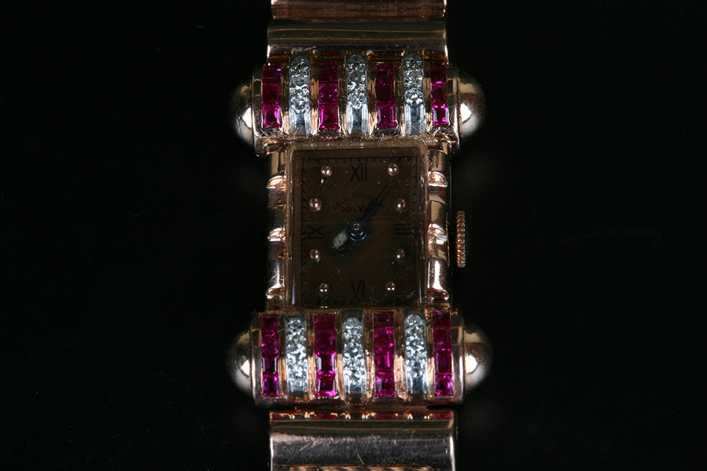 Paul Ditisheim Gold, Diamond and Ruby Bracelet Watch