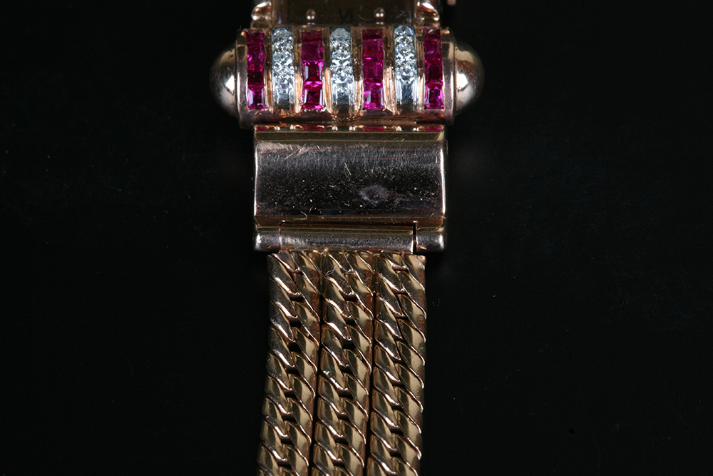 Paul Ditisheim Gold, Diamond and Ruby Bracelet Watch