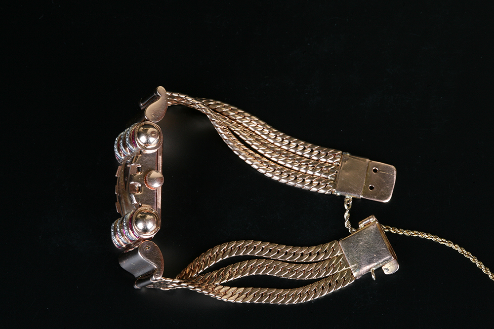 Paul Ditisheim Gold, Diamond and Ruby Bracelet Watch