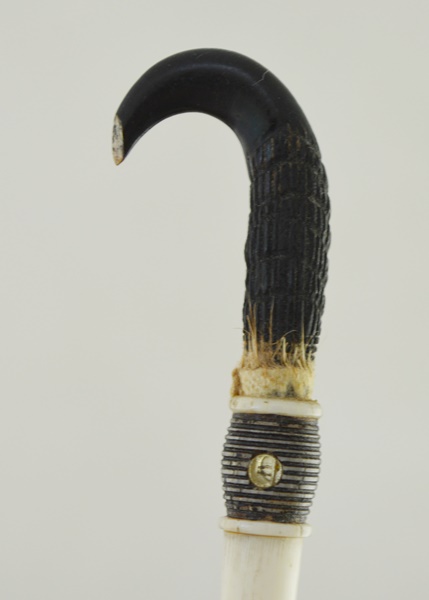 Carved Bone and Horn Souvenier Toothpick with Secret Crystal Viewing Window