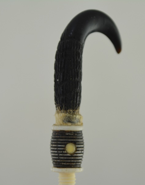 Carved Bone and Horn Souvenier Toothpick with Secret Crystal Viewing Window