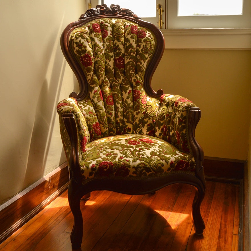 Victorian Style Button Back Arm Chair