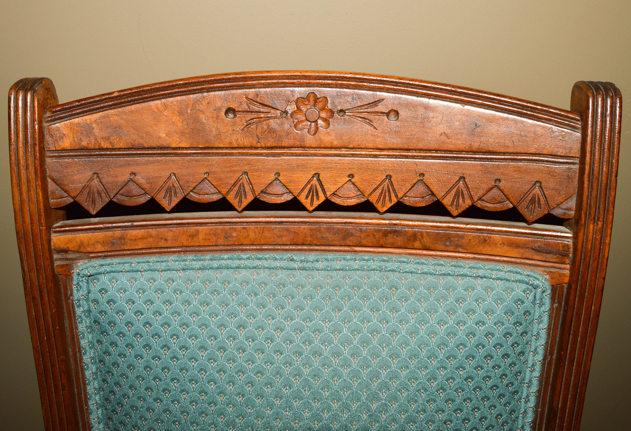 Vintage Upholstered Wood Rocking Chair