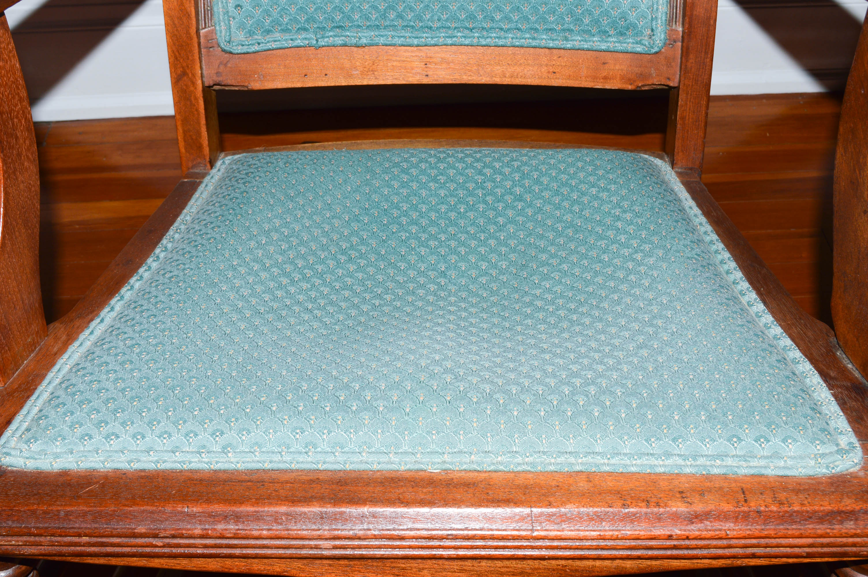 Vintage Upholstered Wood Rocking Chair