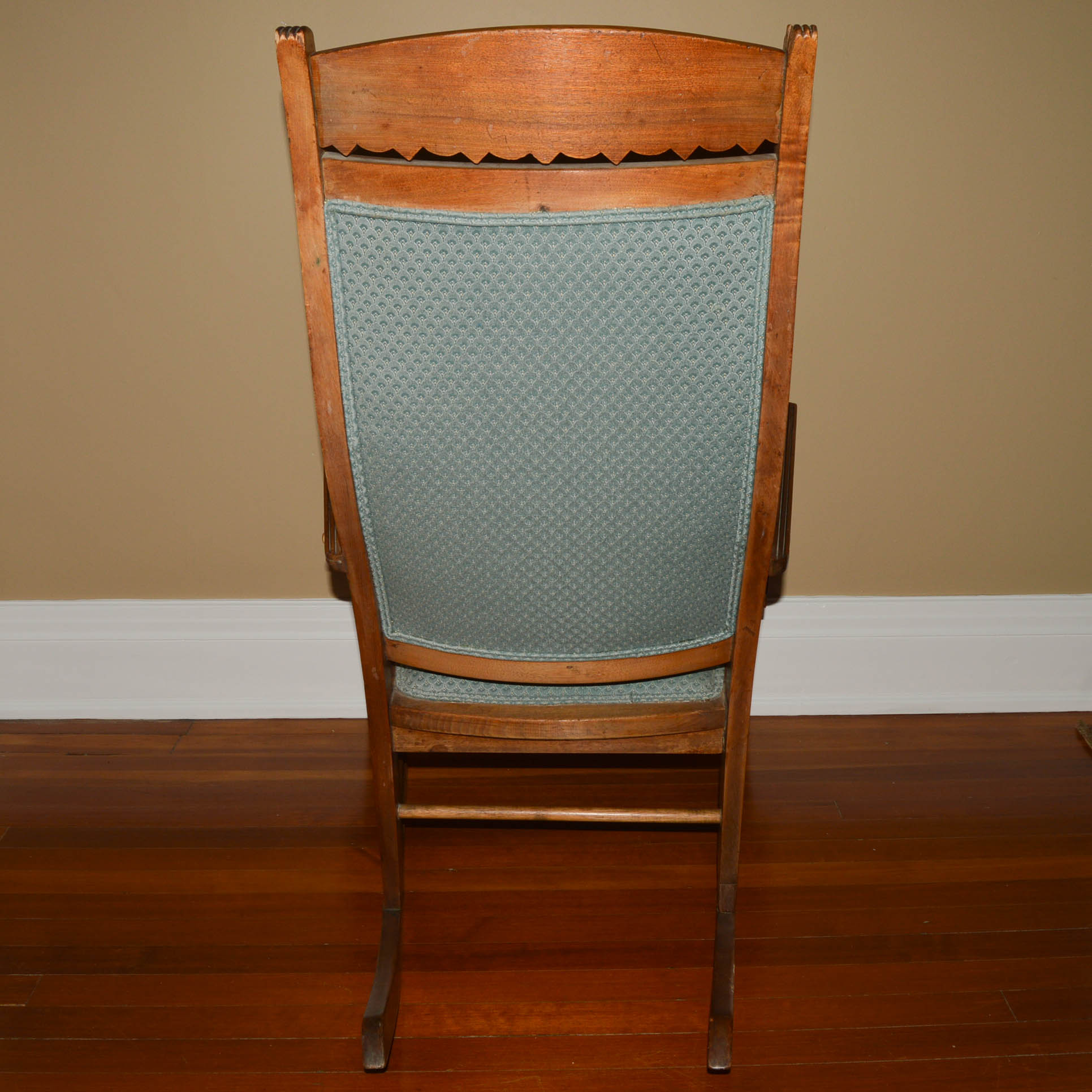 Vintage Upholstered Wood Rocking Chair