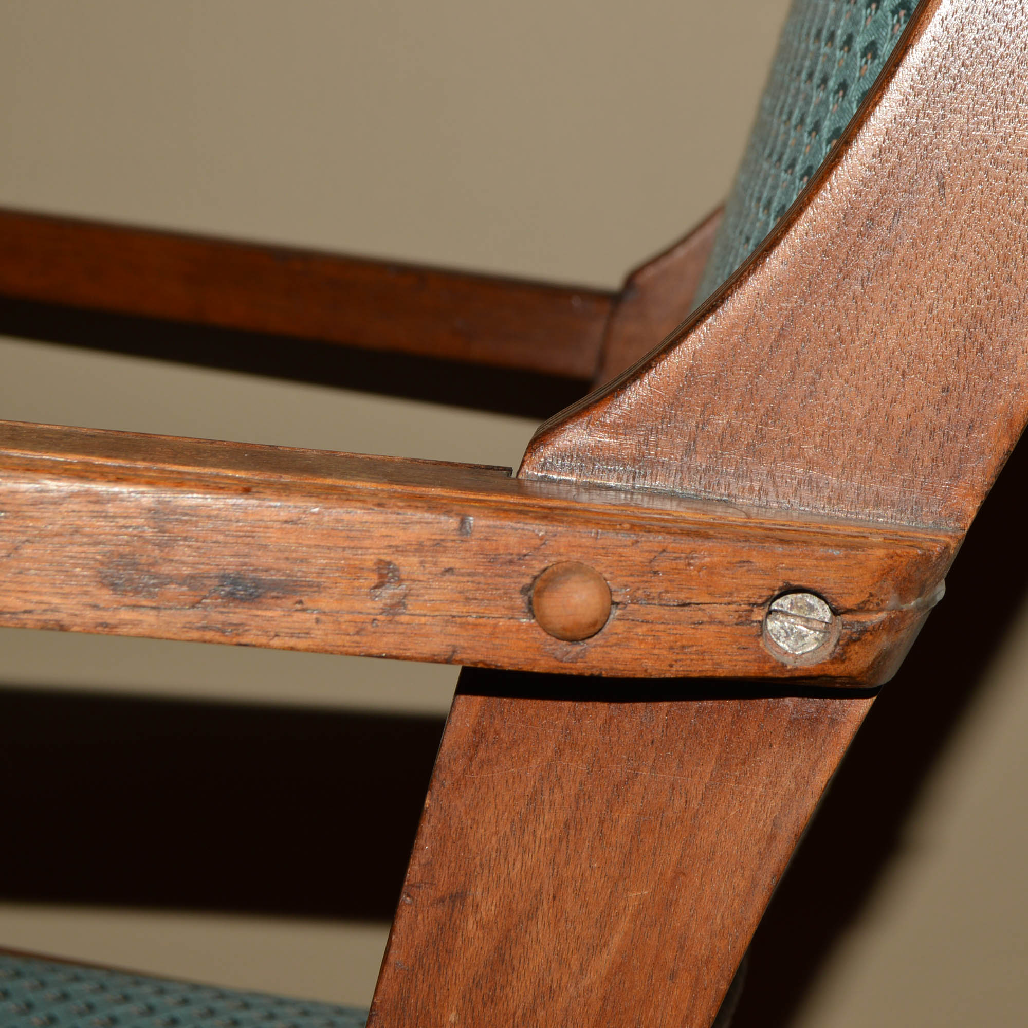 Vintage Upholstered Wood Rocking Chair