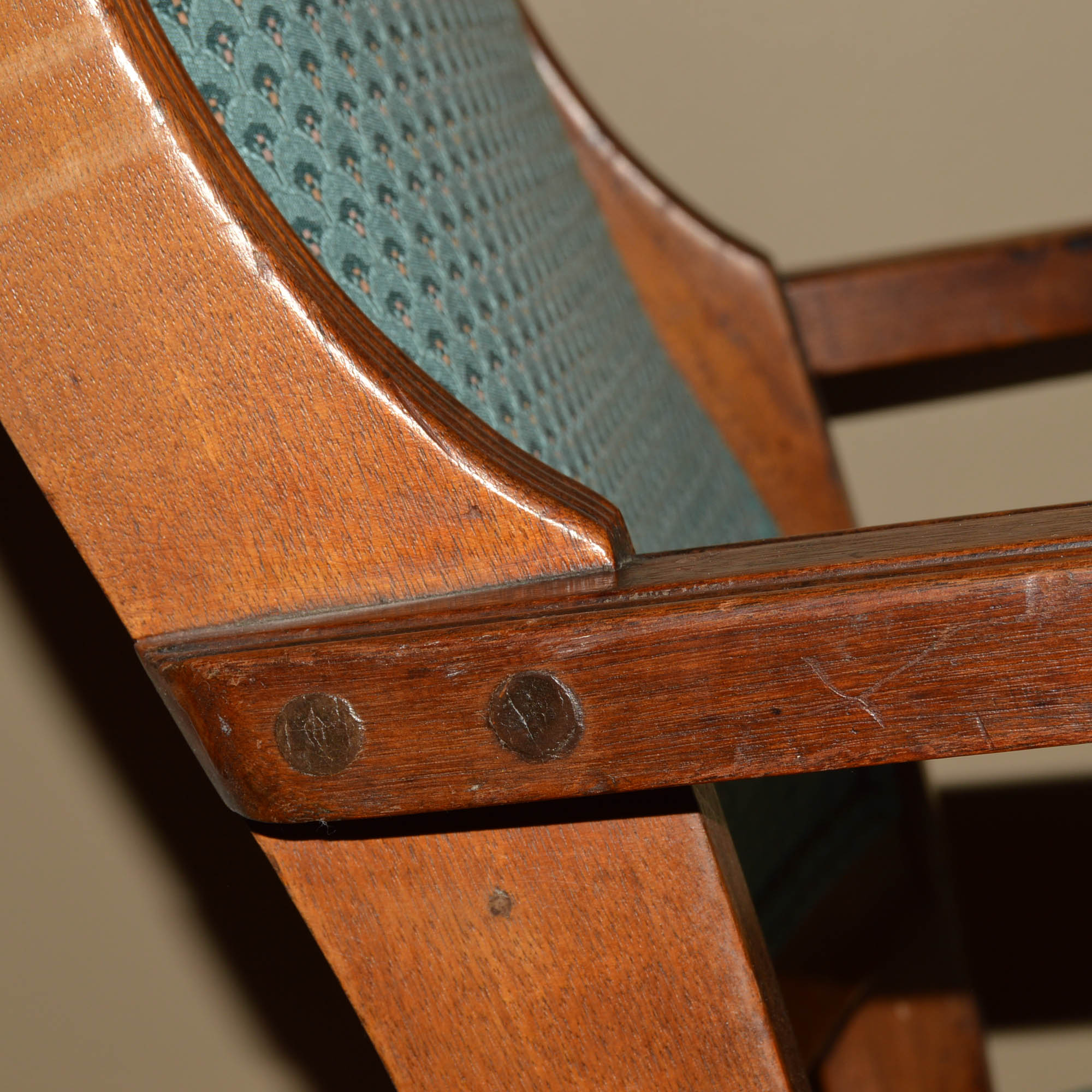 Vintage Upholstered Wood Rocking Chair