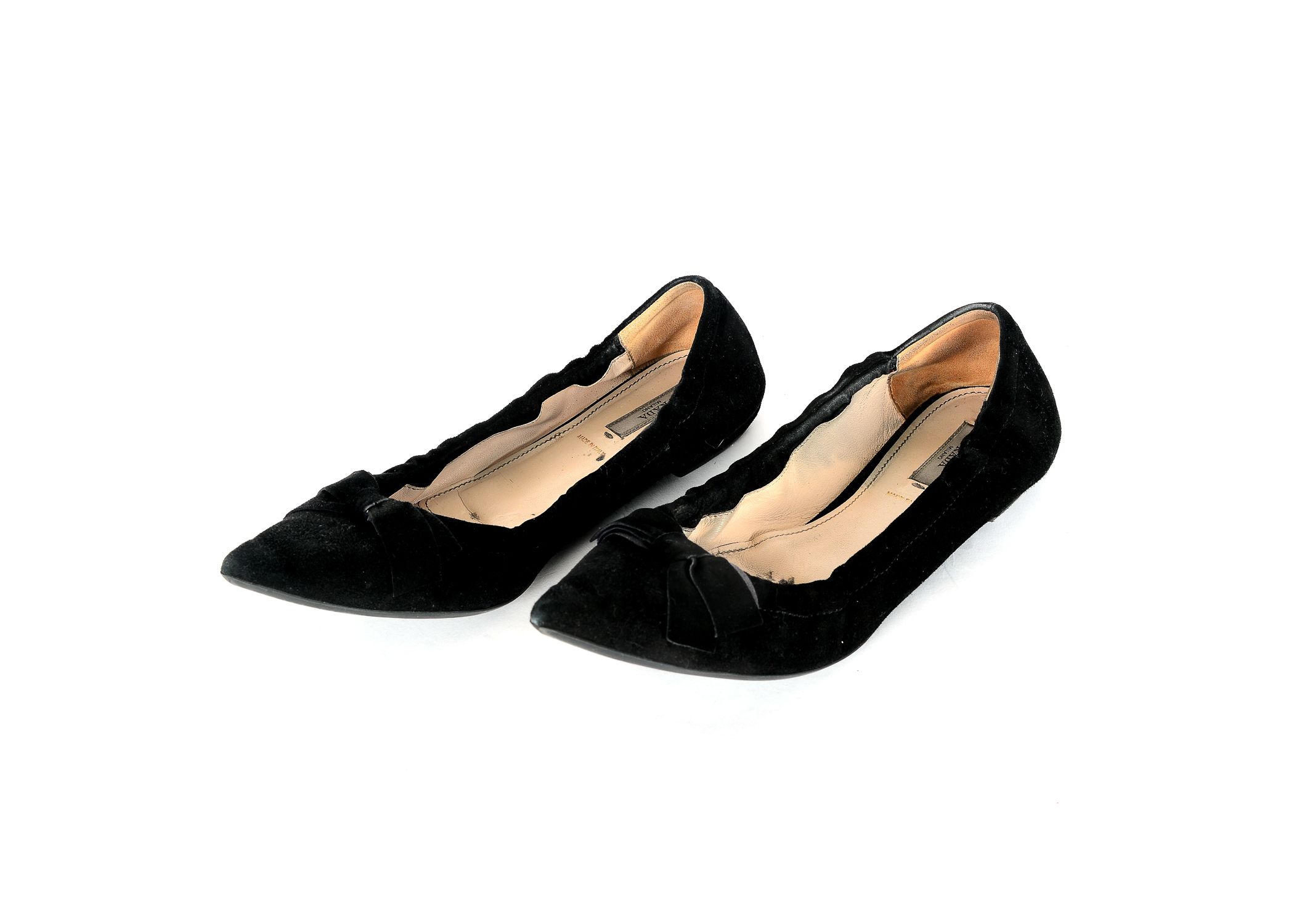 Prada Black Suede Ballet Flats