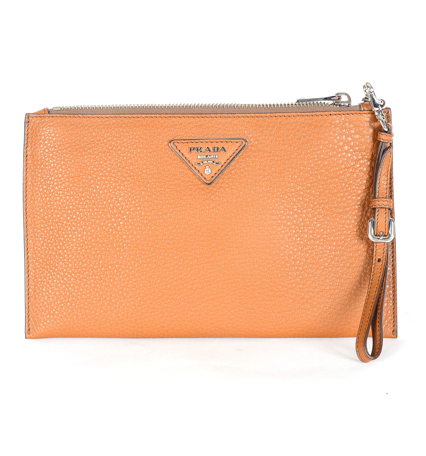 Brown Leather Prada Wristlet