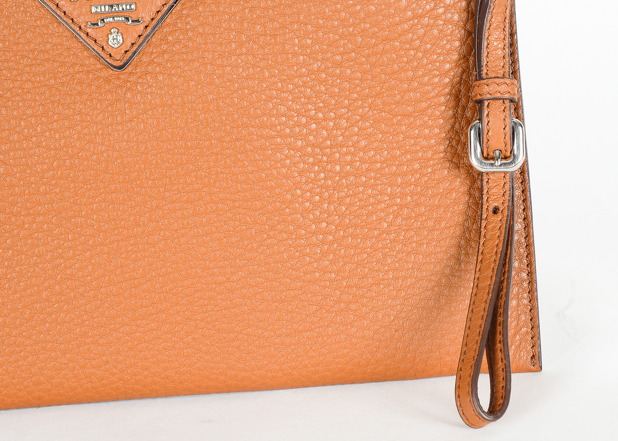 Brown Leather Prada Wristlet