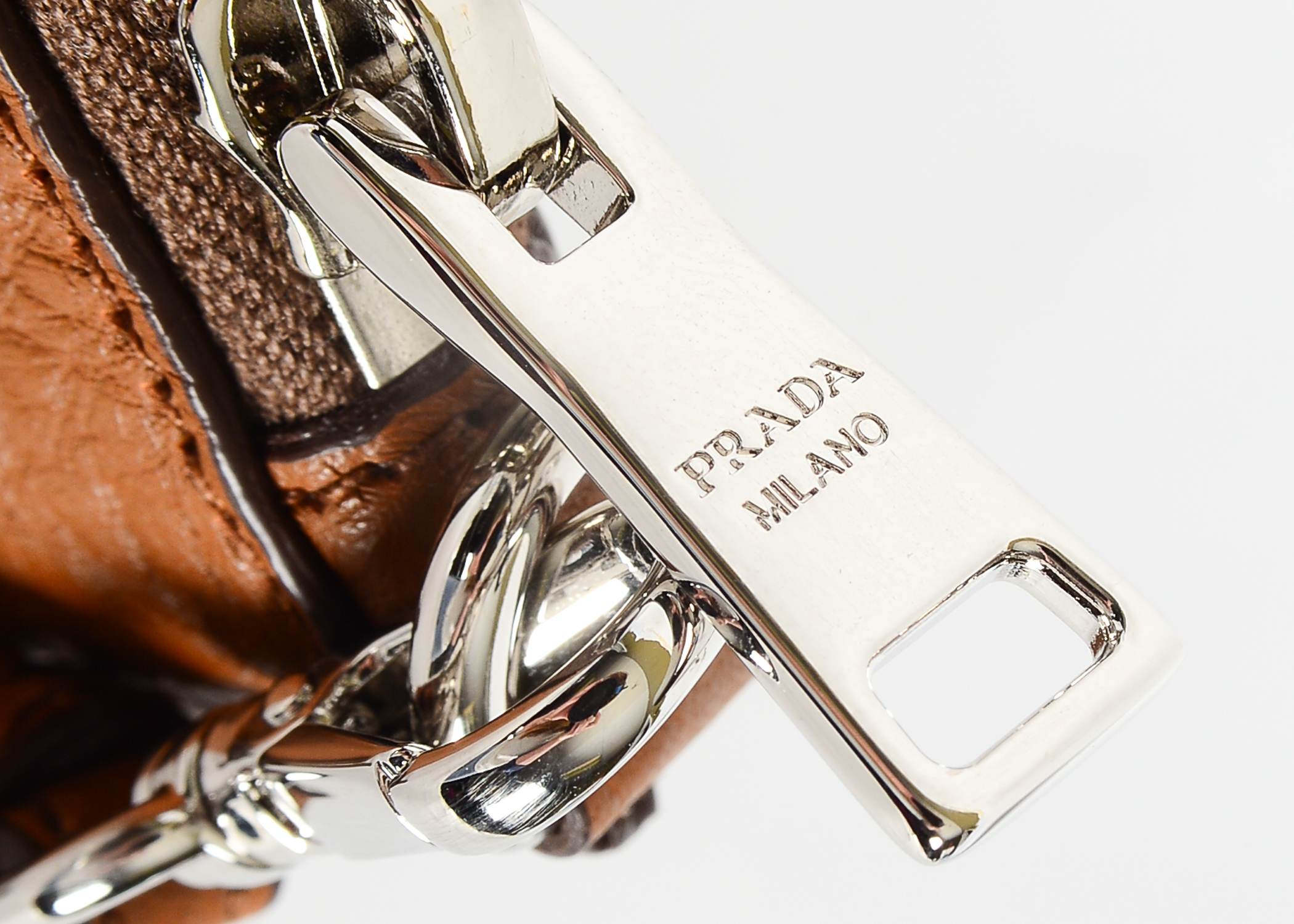 Brown Leather Prada Wristlet