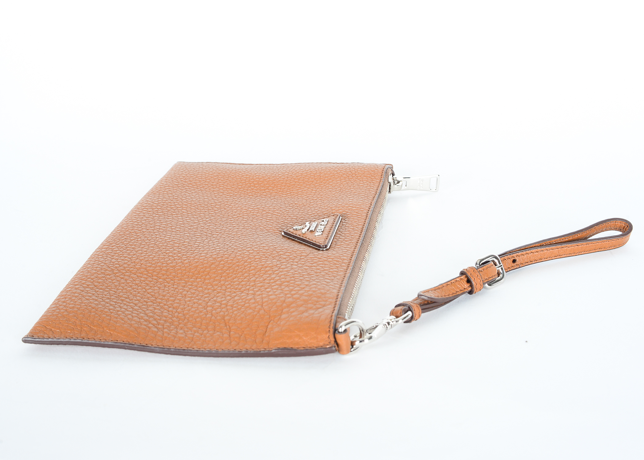 Brown Leather Prada Wristlet