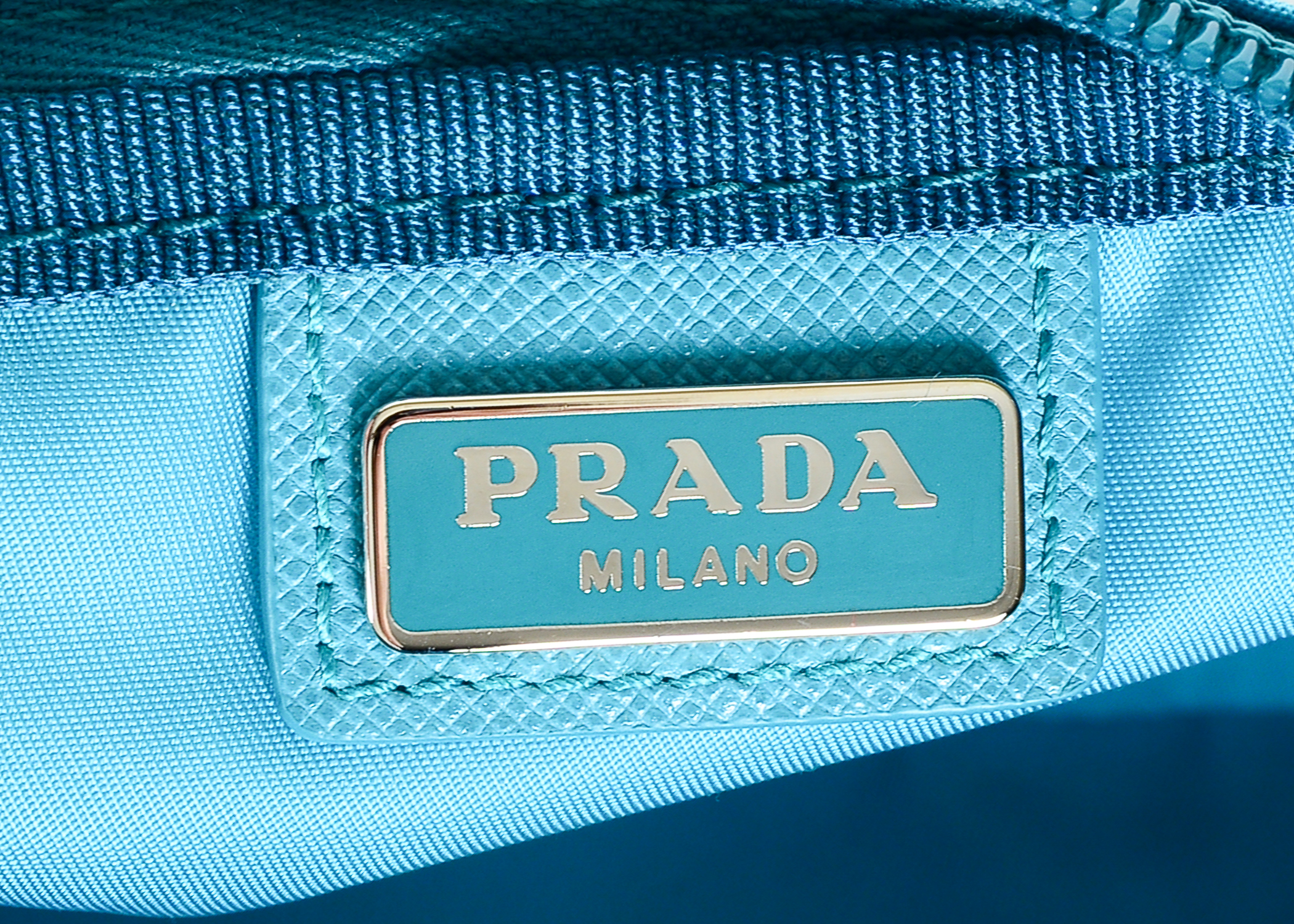 Turquoise Prada Necessaire Bag
