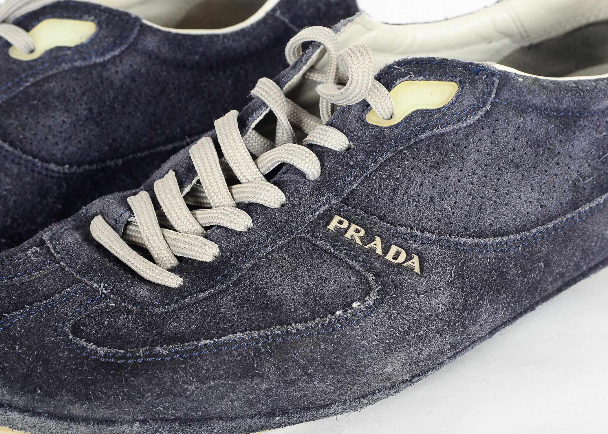 Prada Navy Suede Tennis Shoes