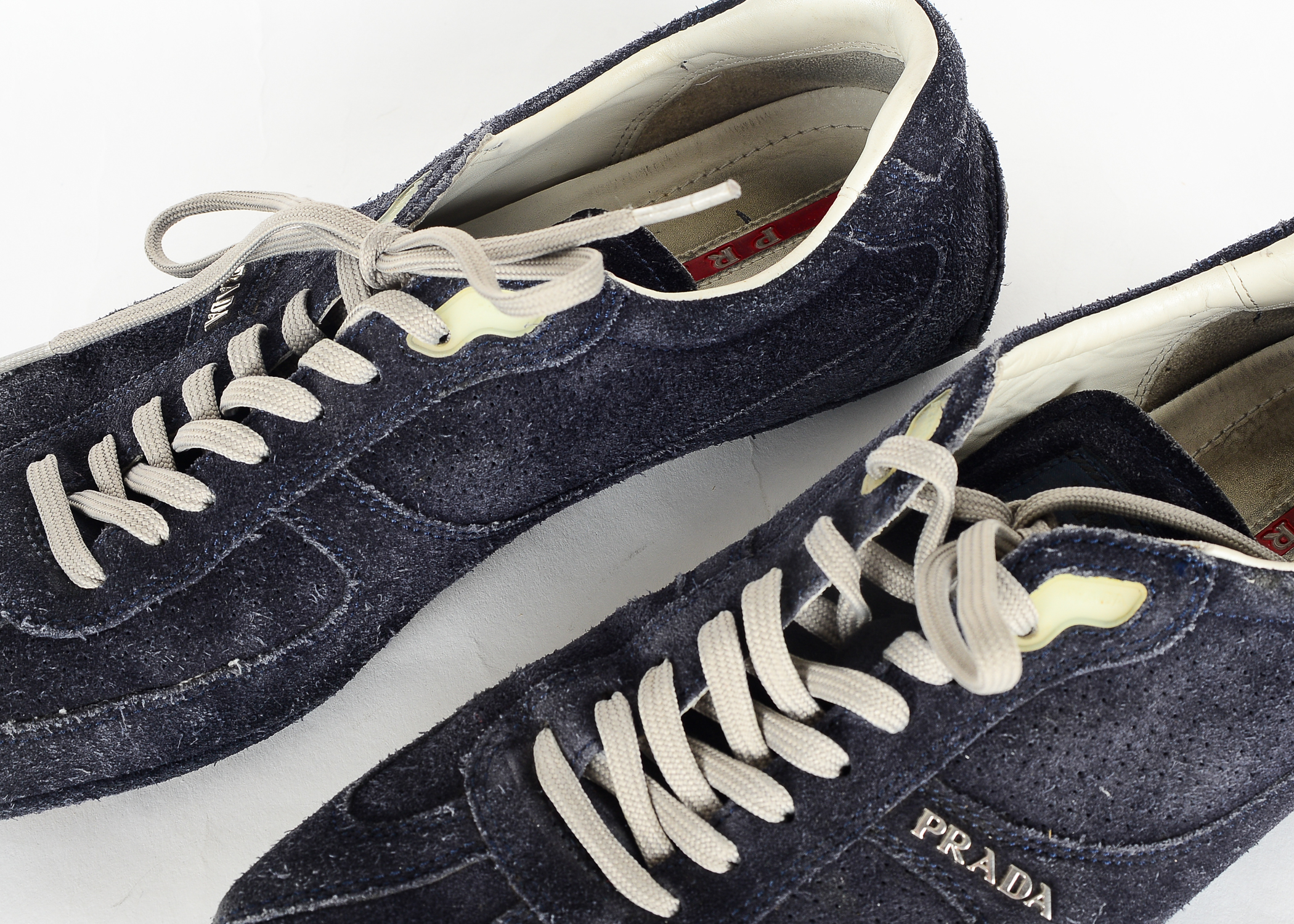 Prada Navy Suede Tennis Shoes