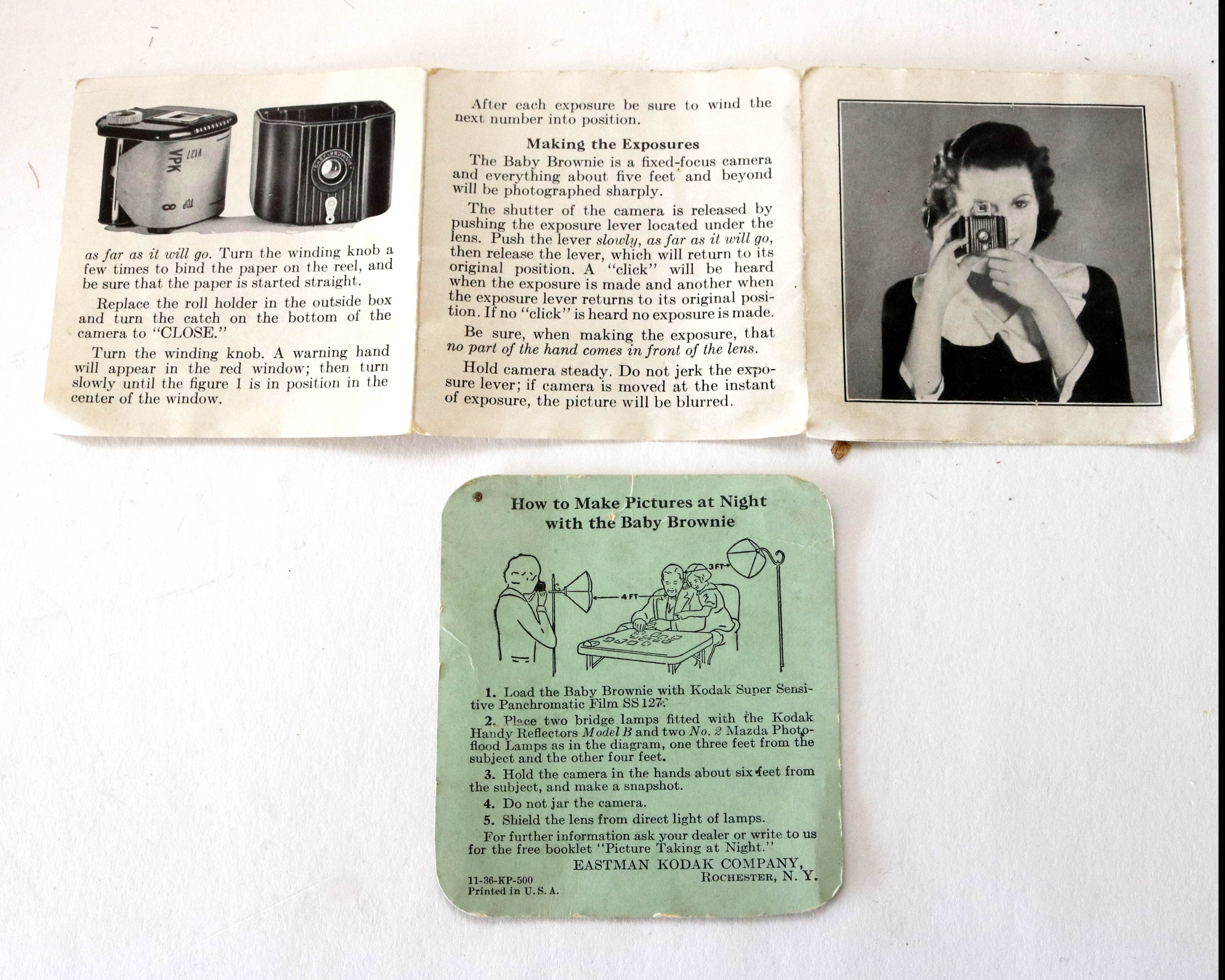 Vintage Baby Brownie Camera with Instructions